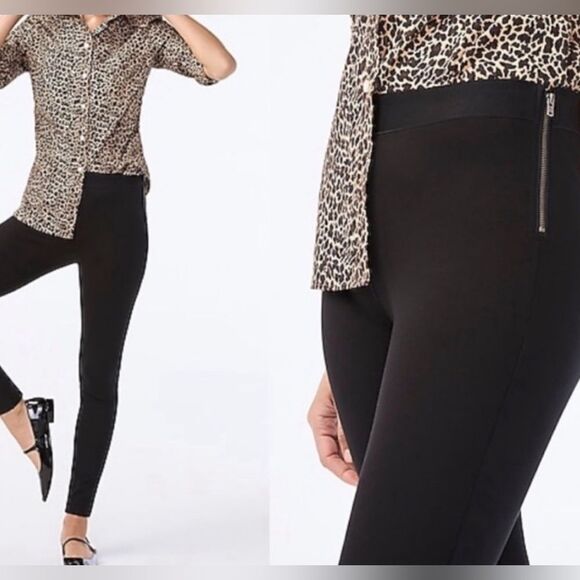 J Crew GiGi Pant Ponte Black With Side Zip Closure Size 6 - Picture 1 of 10